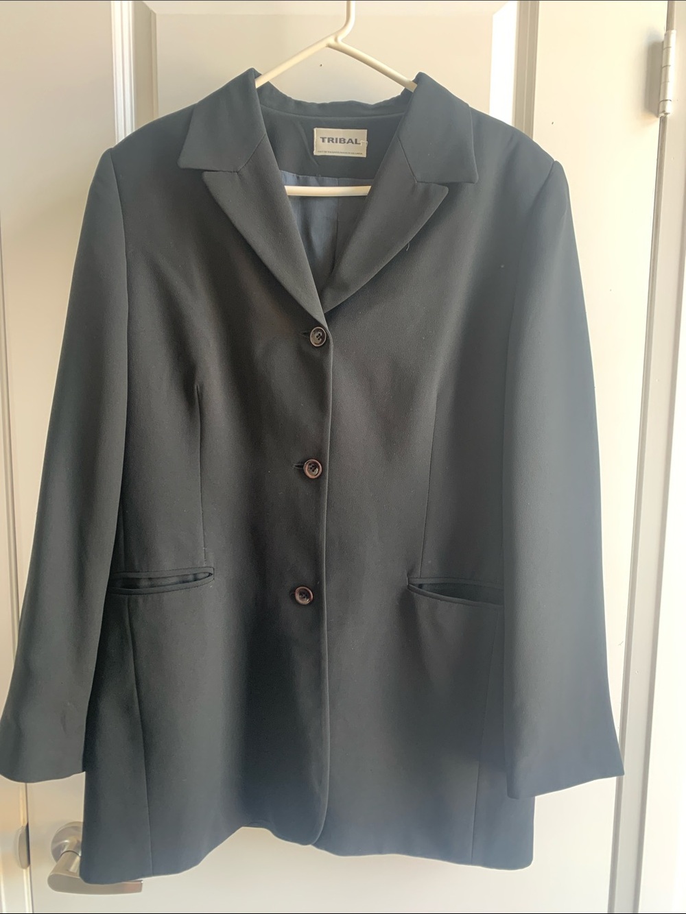 Tribal Black Notch-Lapel Single-Breasted Blazer